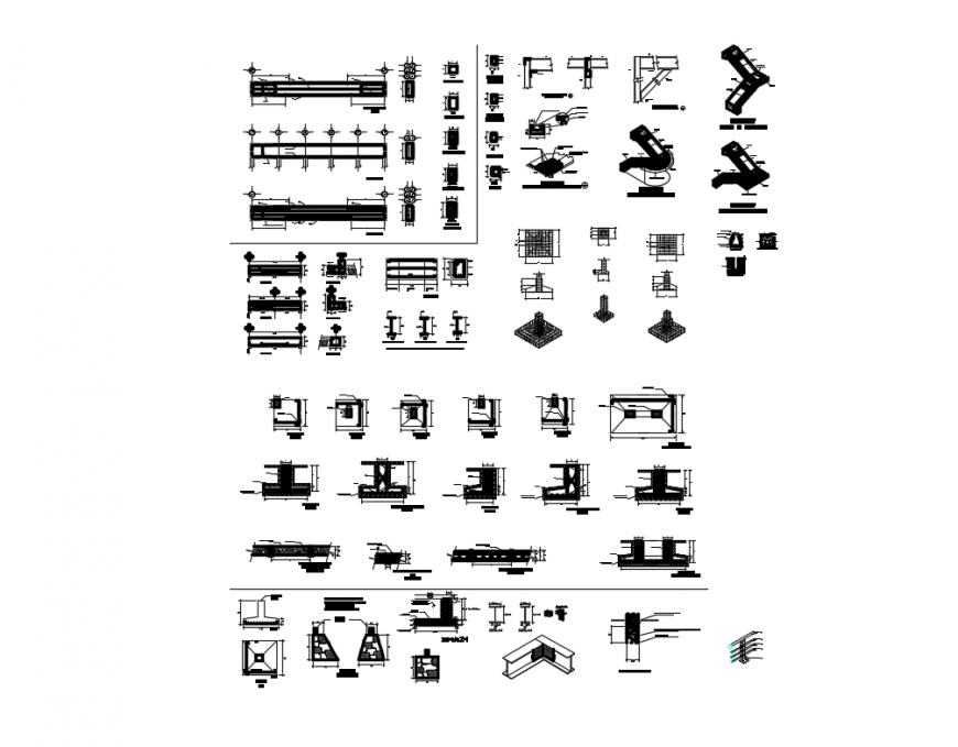 Several constructive details of building with stairways dwg file