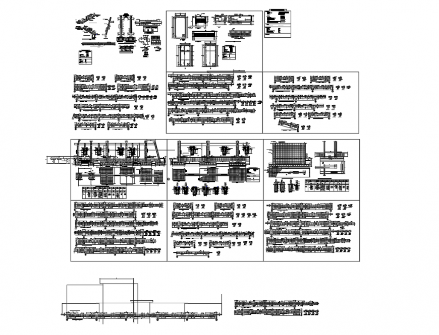 Several constructive details of college building with stairways, column, beam, foundation etc. details dwg file