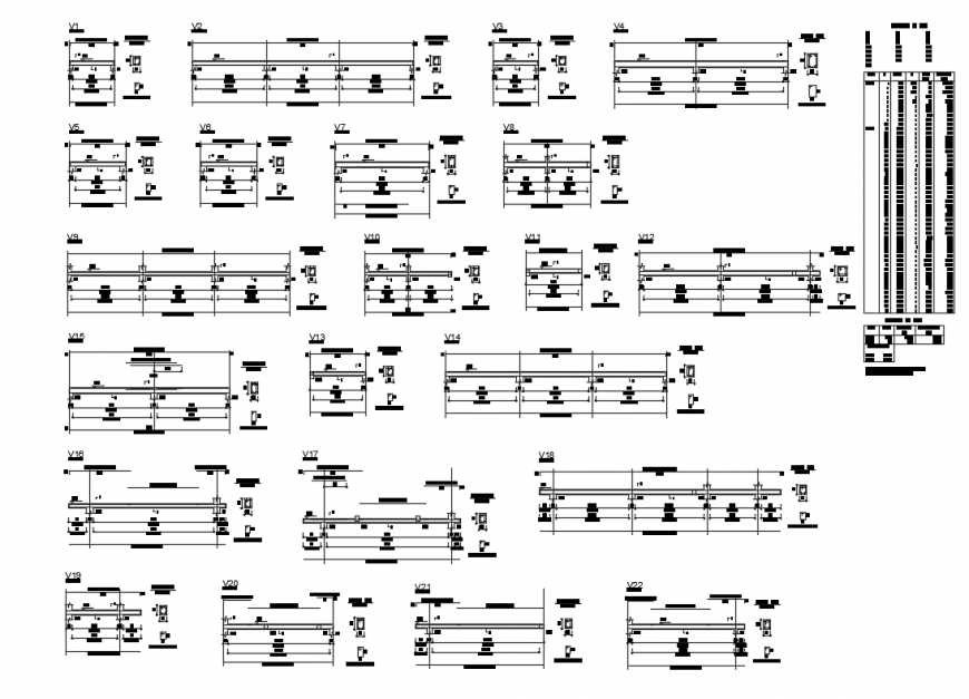 Several constructive details of house with foundation beams cad drawing details dwg file