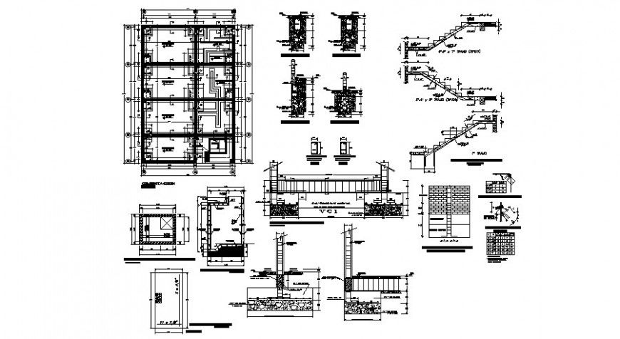 Several constructive structure drawing details of multi-story apartment building dwg file