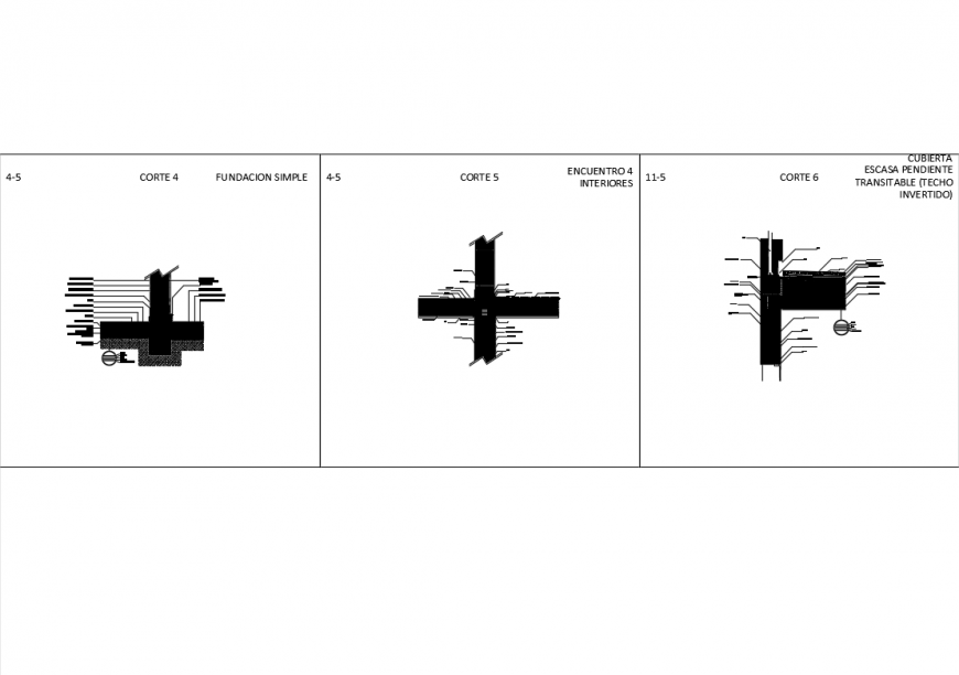 Several cut sectional-constructive details of building dwg file