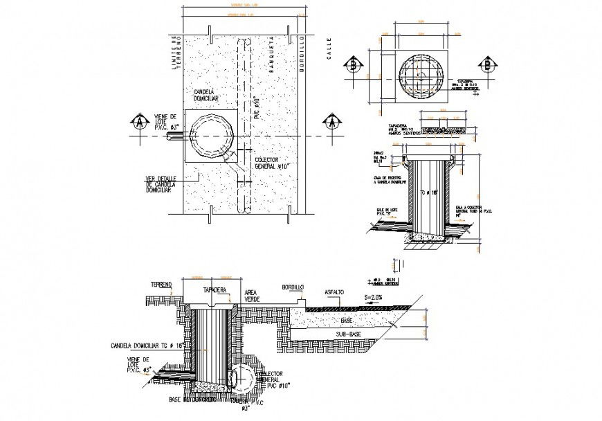 Sewage chamber detail 2d view CAD structural block layout autocad file