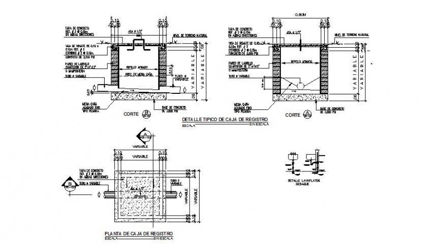 Sewer tank detail drawing is included in autocad
