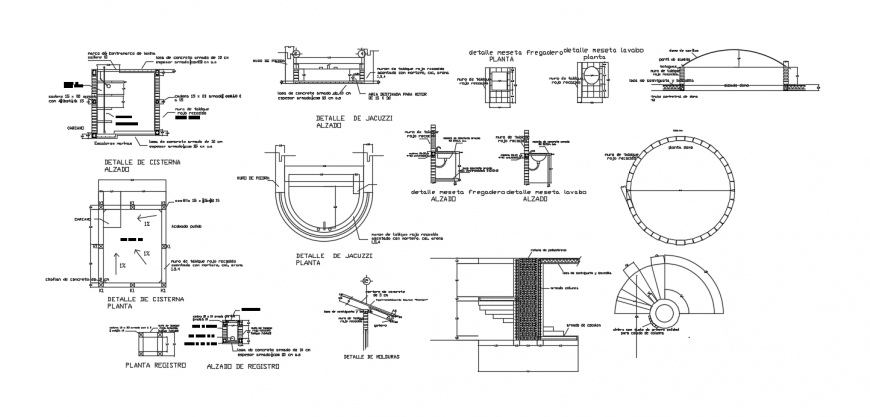 Shade and spiral stairway design drawings 2d view autocad file