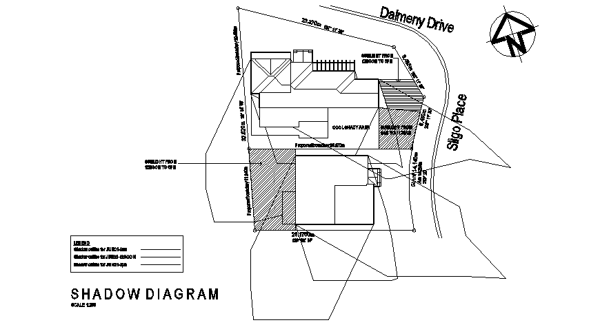 Shadow diagram house plan detail dwg file
