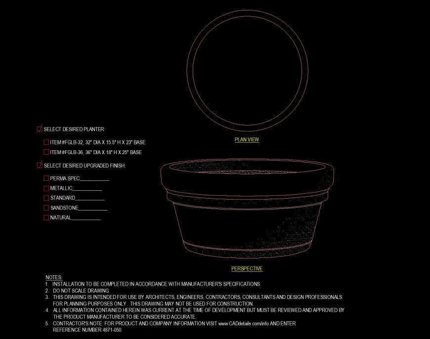 Shallow type planter drawing detail of dwg file.