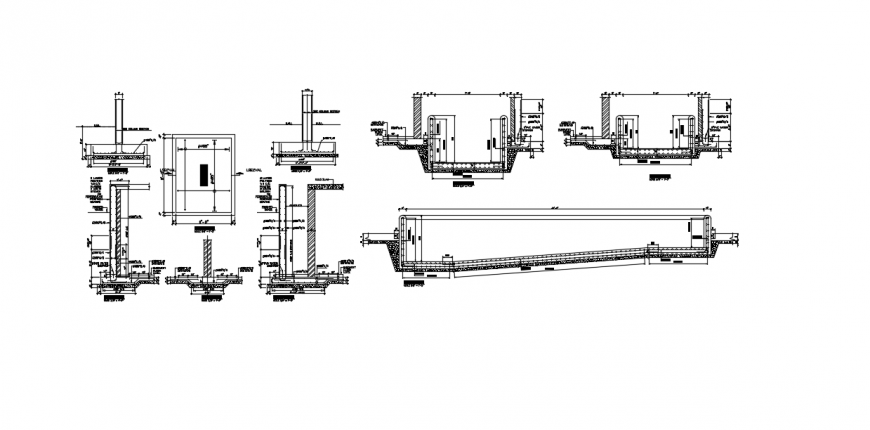 Shan house footing section and constructive structure details dwg file