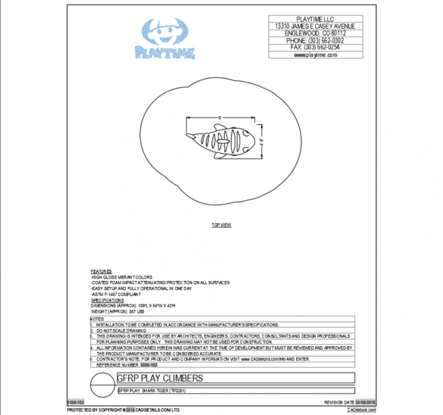 Shark tiger water animal top view cad block design dwg file