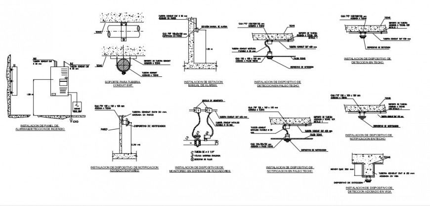 Sharp electrical automation details of anti-earthquake support in four senses dwg file