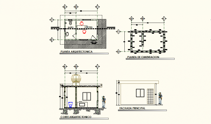 Shed and warehouse detail elevation and plan autocad file