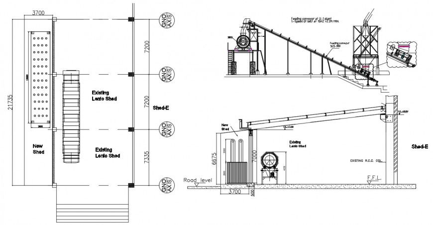 Shed elevation of 2d cad drawing of autocad file