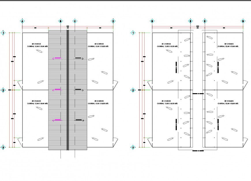 Sheep module pens for lamb sand stallions autocad file