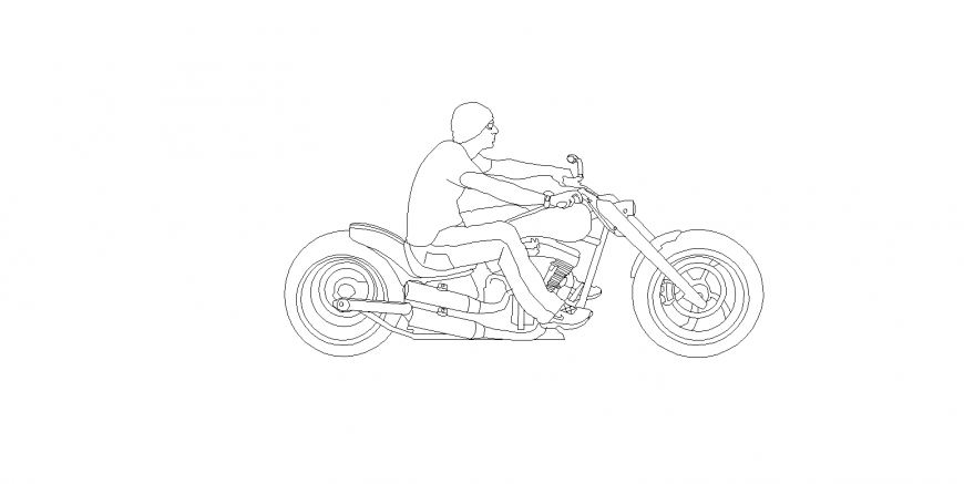 Sheeting men on bike design of block view dwg file