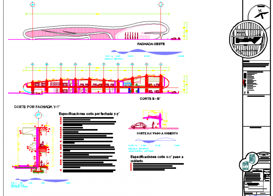 Shell structure shopping building in dwg file.