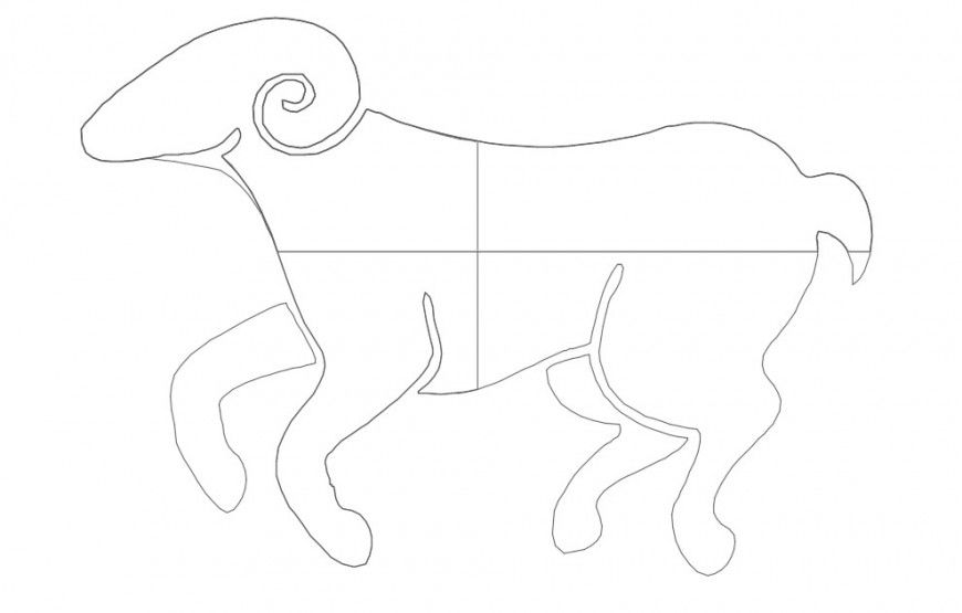 Ship animal side elevation block cad drawing details dwg file