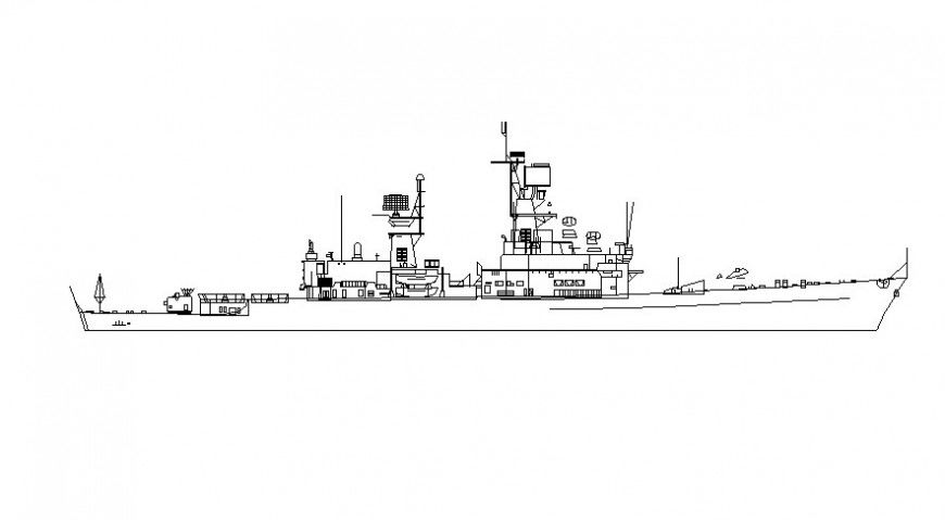 Ship Yacht 2D View Elevation Drawing AutoCAD DWG File Download