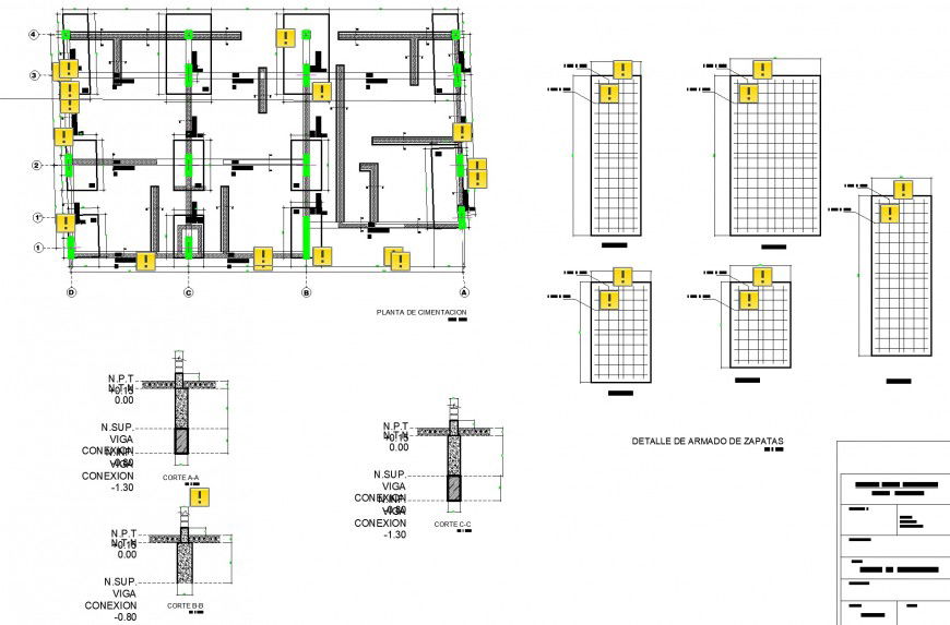 Shoe assembly plan and section detail dwg file