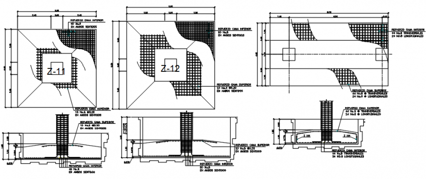 Shoe footing drawing details of eight story building dwg file