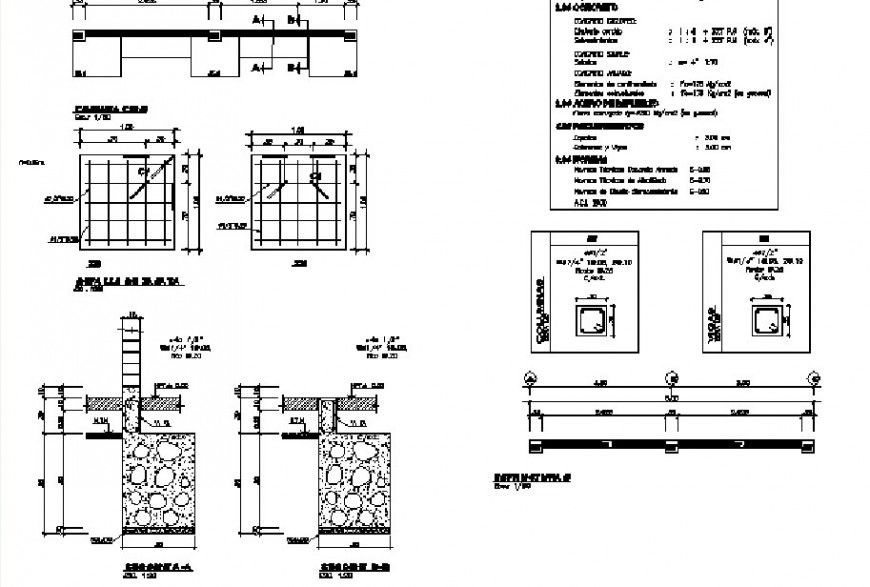 Shoe foundation footing, beam and column structure drawing details dwg file