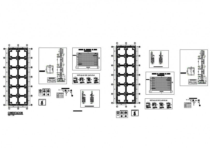 Shoe foundation of building construction cad drawing details dwg file