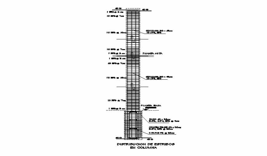 Shoe union column constructive structure details dwg file