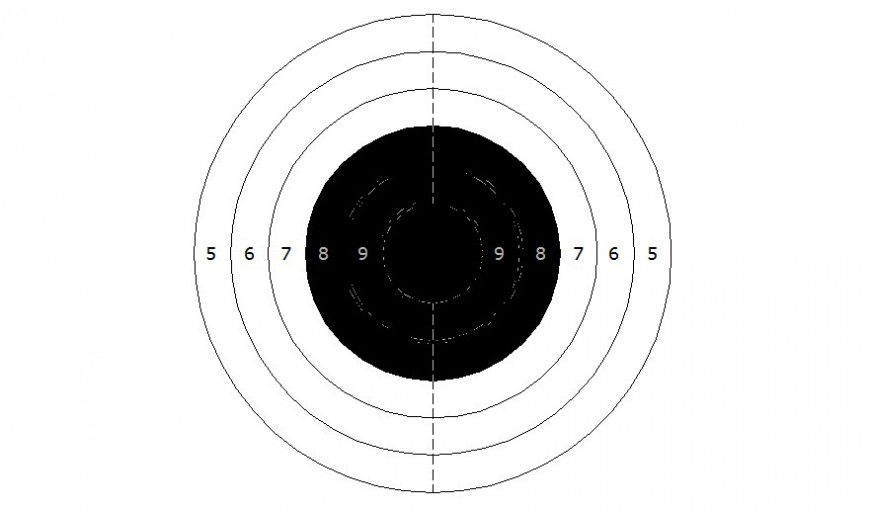 Shooting target detail elevation 2d drawing in autocad