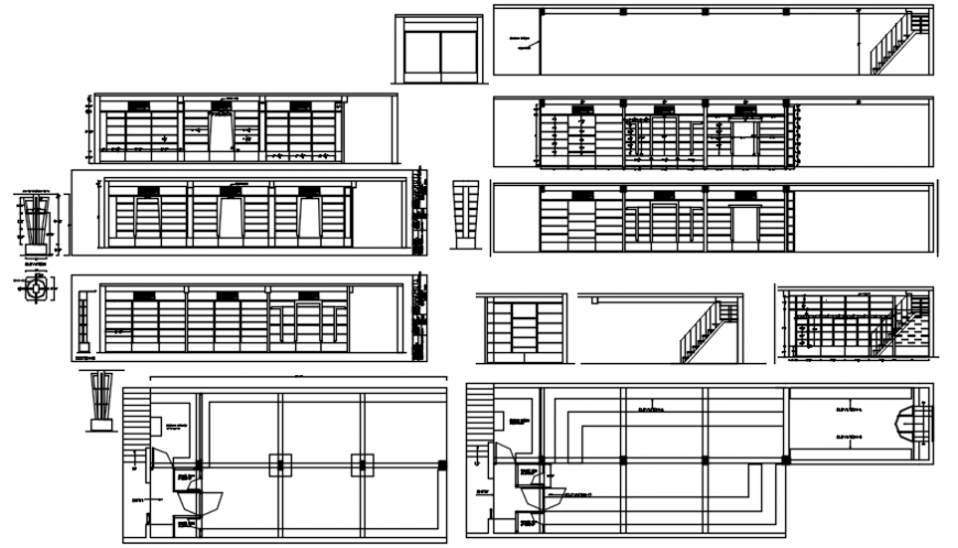 Shop all sided elevations and section cad drawing details dwg file