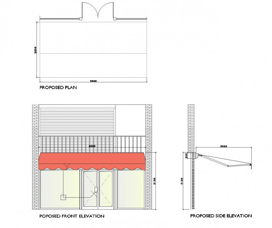 Shop front design dwg file