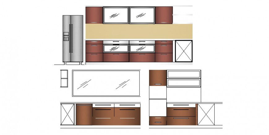 Shop with elevation and side view of in AutoCAD file