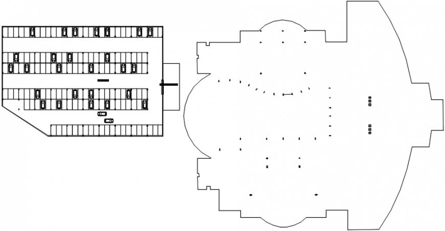 Shopping center basement floor plan drawing details dwg file