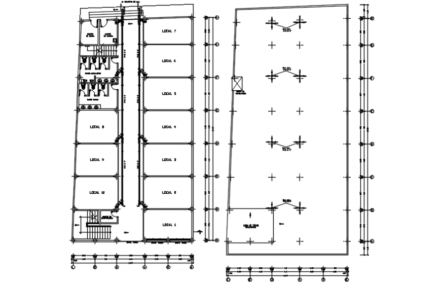 Shopping center building floor plan distribution drawing details dwg file