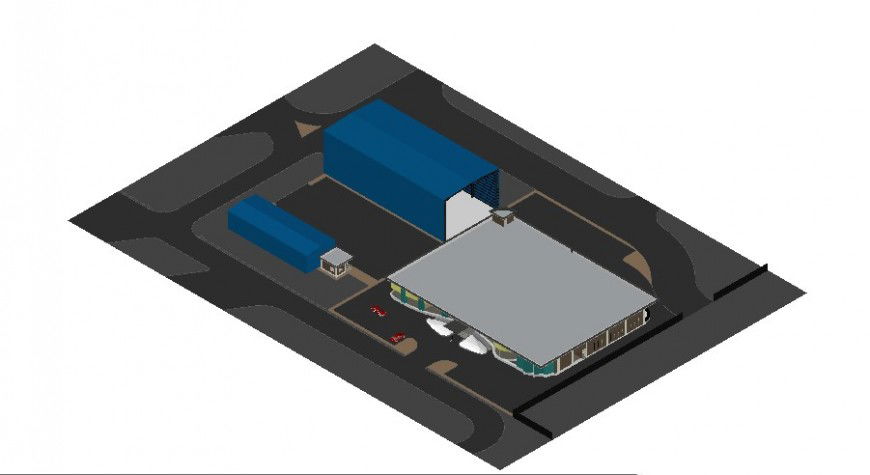 Shopping center building top view 3d model cad drawing details dwg file