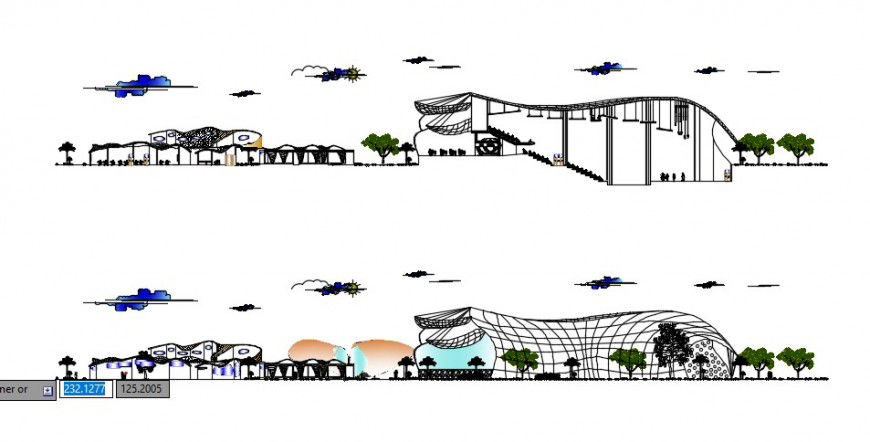 Shopping center exterior layout plan auto cad software