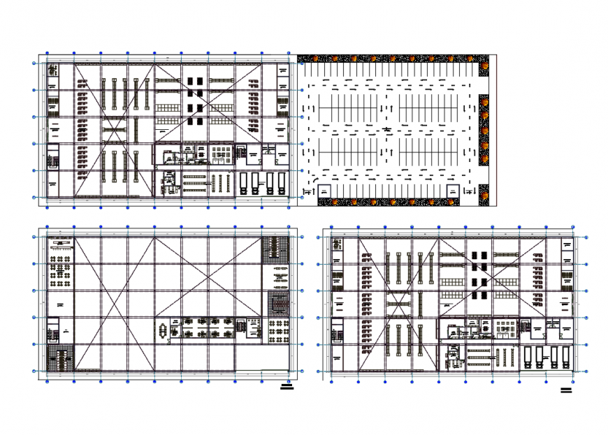 Shopping center multi-level floor plan layout cad drawing details dwg file
