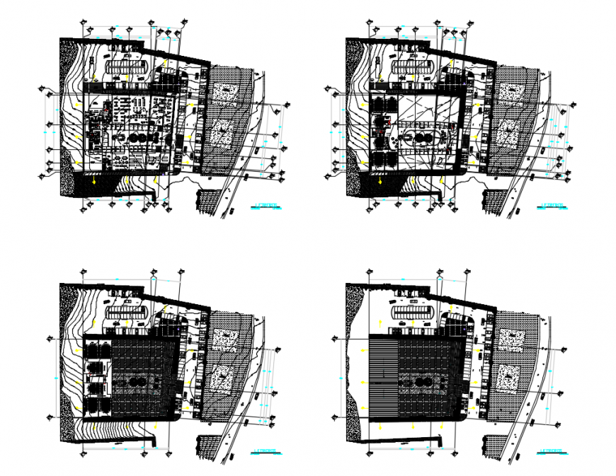 Shopping center multi-story, floor plan cad drawing details dwg file