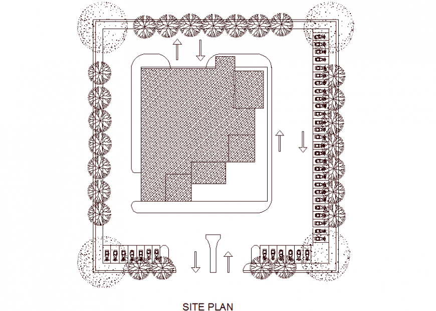 Shopping center roof plan drawing in dwg file.