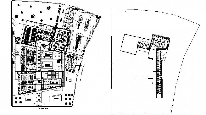 Shopping center site plan drawing in dwg file.