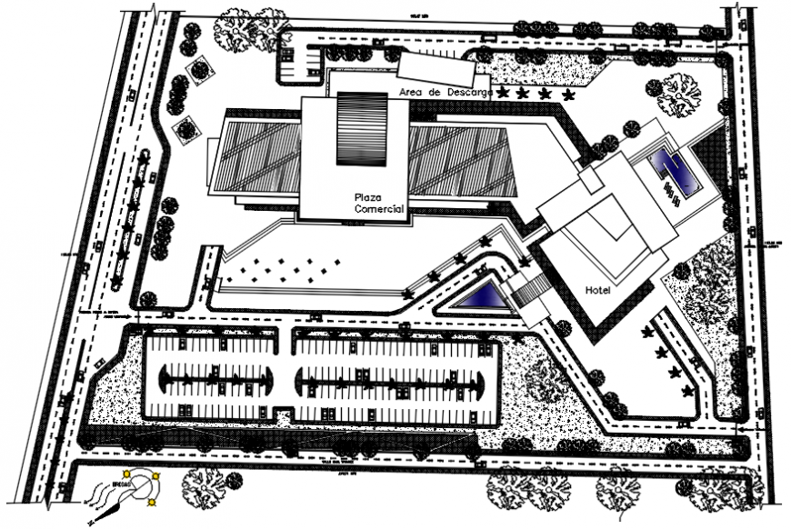Shopping center trade building distribution plan cad drawing details dwg file