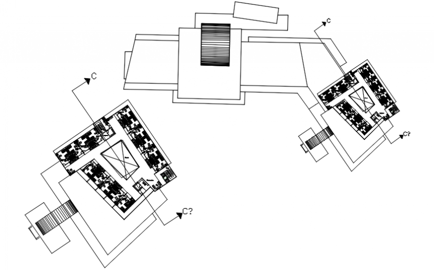Shopping center trade with hotel floor plan distribution drawing details dwg file