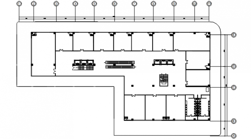 Shopping center with restaurant third floor plan cad drawing details dwg file