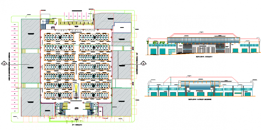 Shopping center With shop Plan & Elevation Detail
