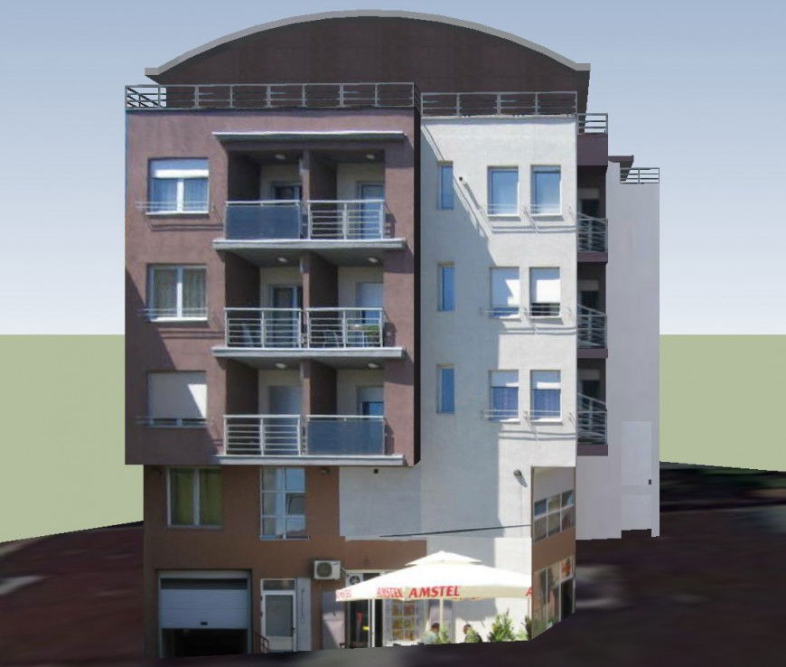 Shopping Centre building 3d side view in sketch up file