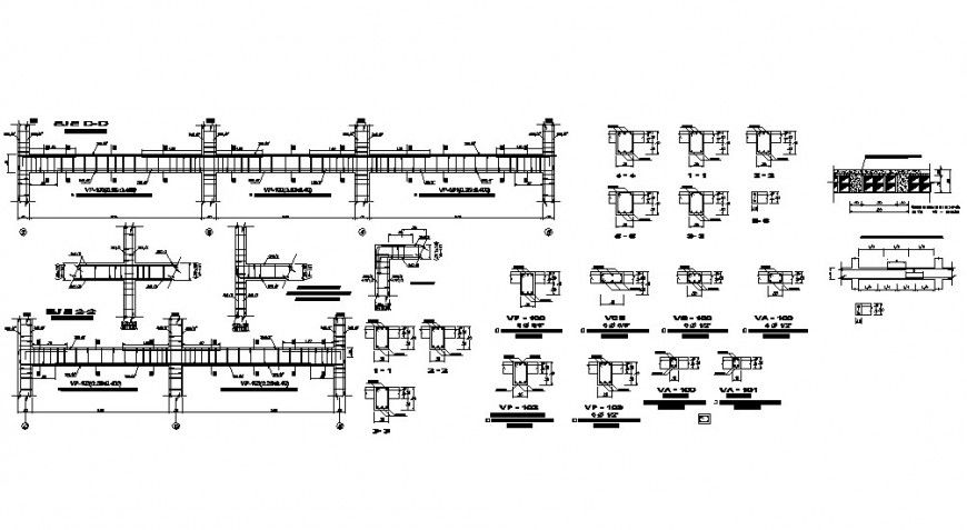 Shopping Centre column and beam plan and elevation detail in auto cad software