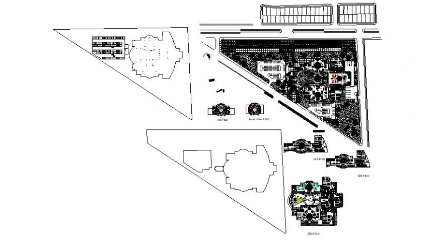 Shopping centre different floor plan in auto cad