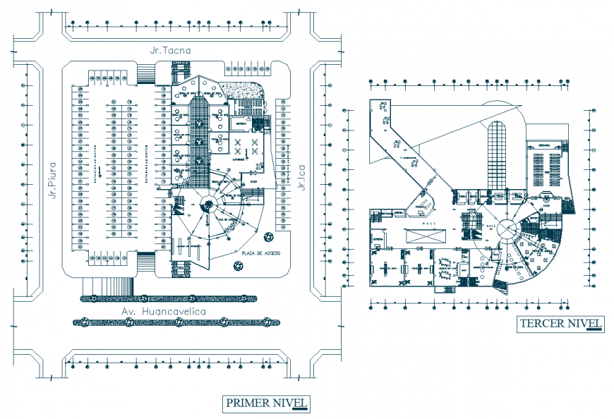 Shopping Centre site plan detail drawing in dwg file.