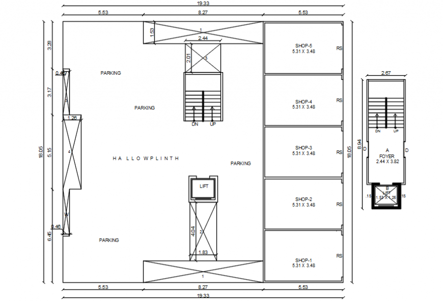 Shopping complex of kalol layout plan cad drawing details dwg file