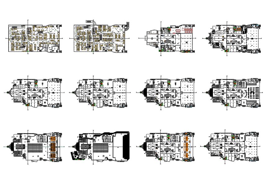 Shopping mall basement floor and floor plan cad drawing details dwg file