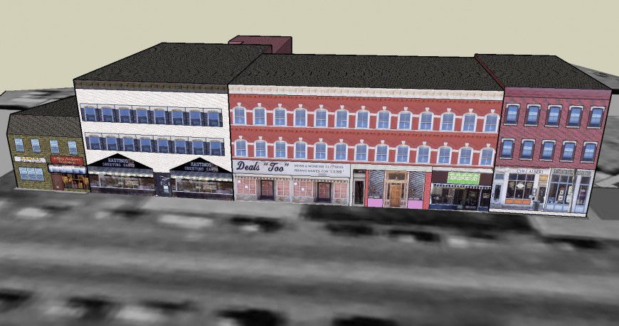 Shopping mall building in sketch up file