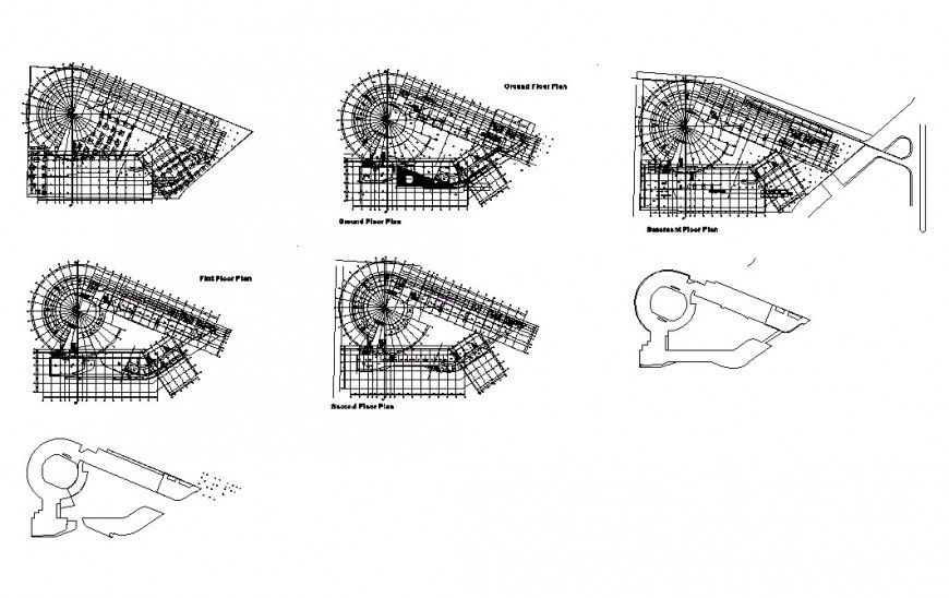 Shopping mall building structure detail 2d view layout file in dwg format