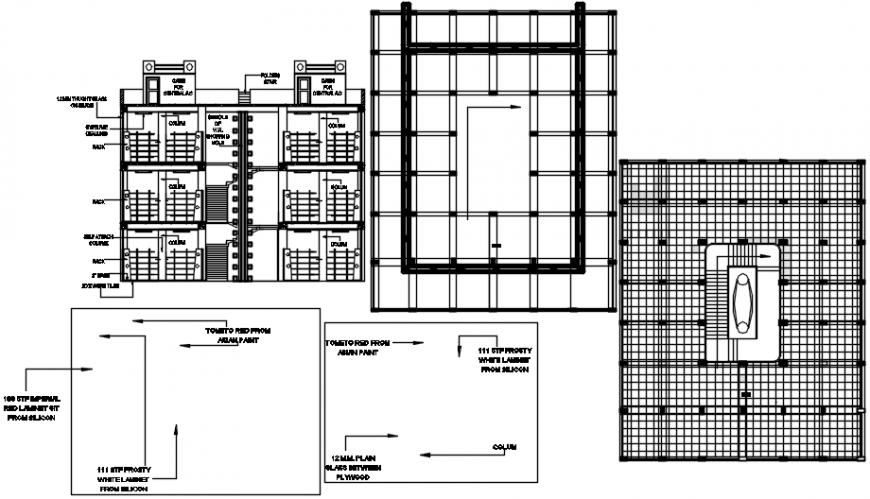 Shopping mall constructive section cad drawing details dwg file